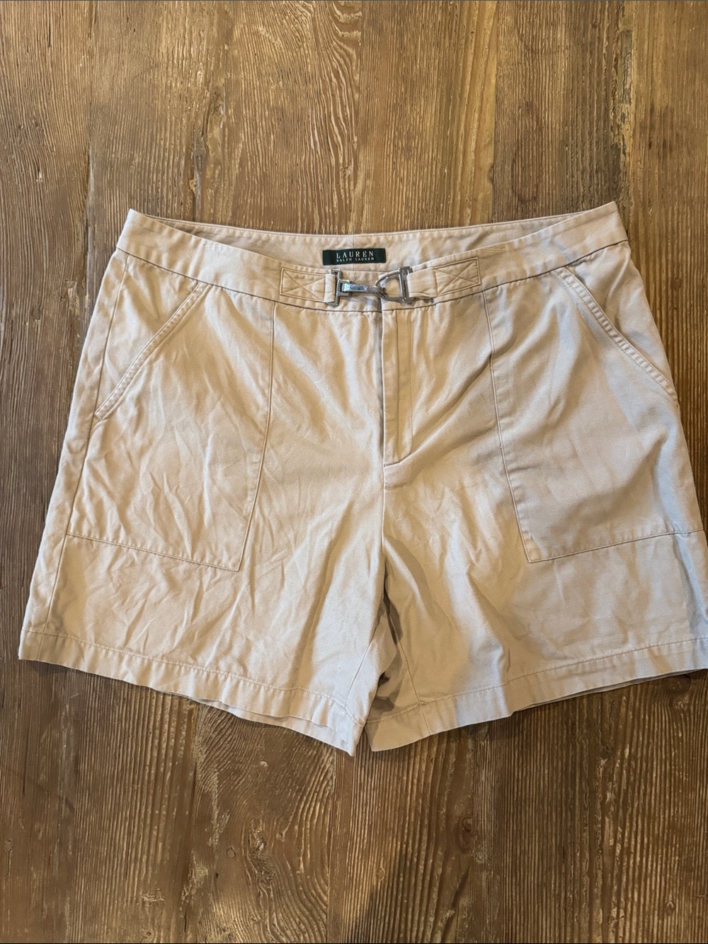 Lauren Ralph Lauren cotton Light Beige Utility Belted Shorts